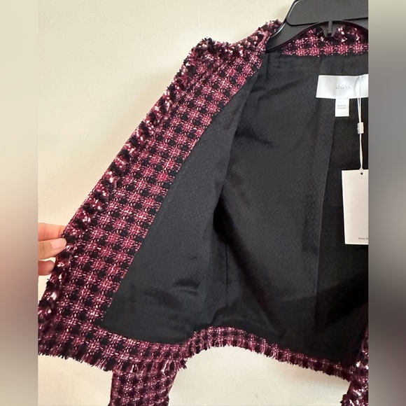 New Hugo Boss Johella Modern Tweed Cotton Blend Jacket. Red. Size 4 - Picture 8 of 15